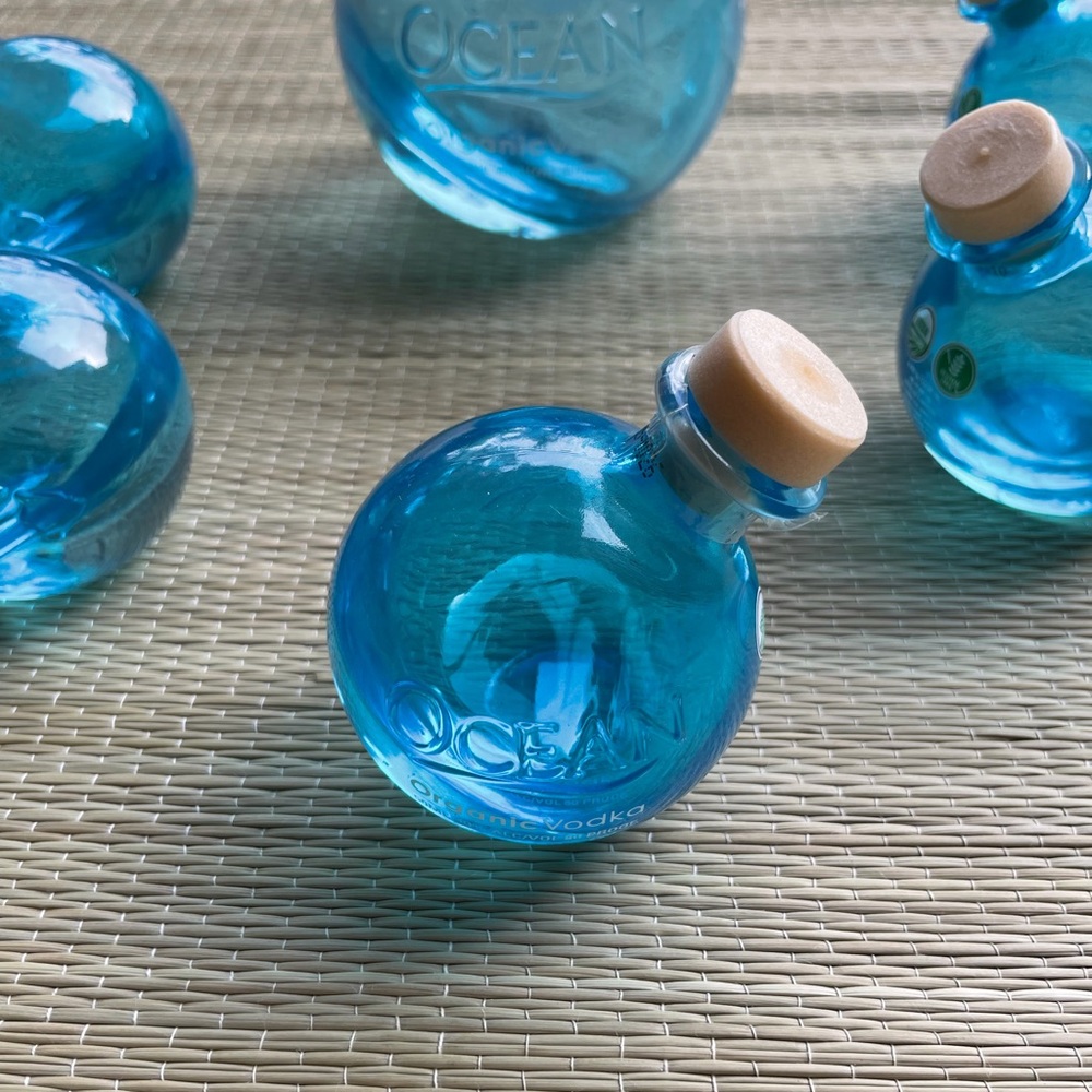 Ocean Organic Maui Vodka HI islands Bottles blue clear glow repurpose empty - Picture 4 of 5